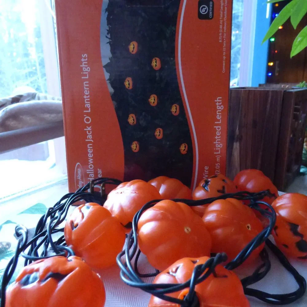 HALLOWEEN LIGHTING SET WHIRL A MOTION SPIDERWEB JACK O LANTERN AND SKULL LIGHTS